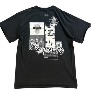 Vitriol Mens Black Cyber Graphic T-Shirt Machines AI Glitch Art Size Large